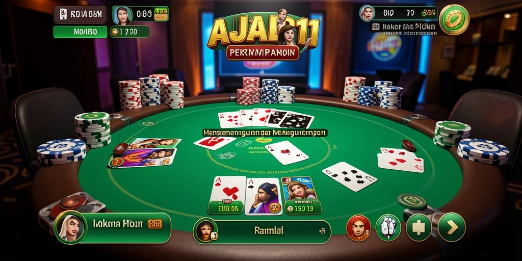 Screenshot utama AJAIB11 menampilkan atmosfer Poker yang seru.