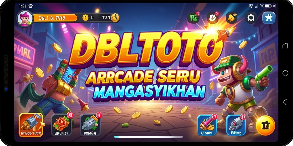 Screenshot DBLTOTO menampilkan gameplay Arcade yang dinamis dan penuh warna.