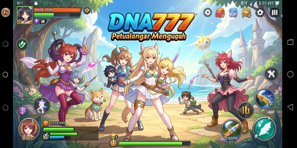 Screenshot gameplay DNA777 dengan karakter Anime yang menawan.