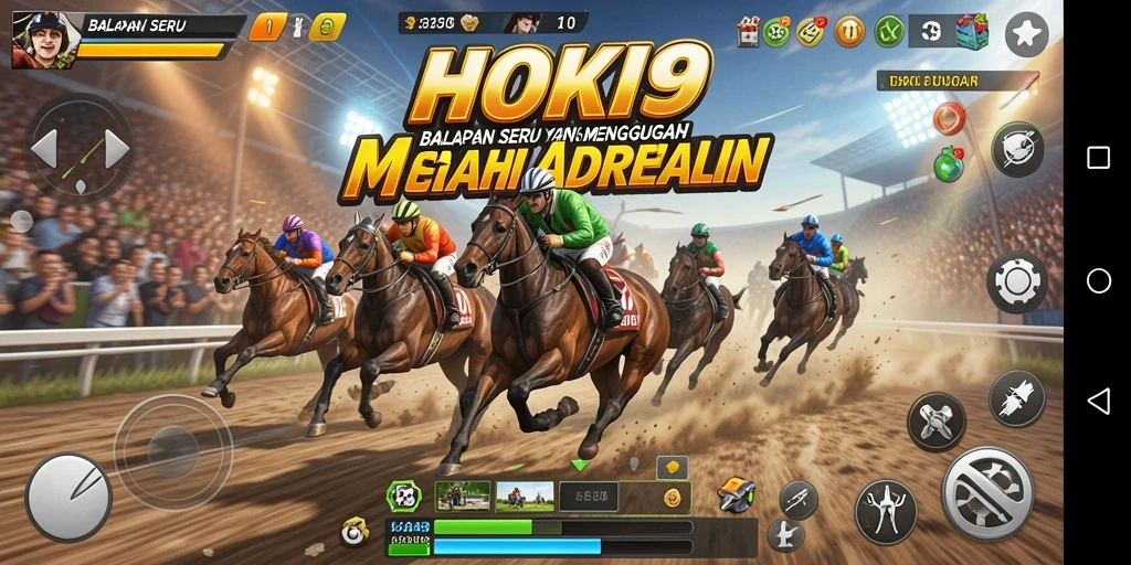 Screenshot gameplay HOKI9 menampilkan adu cepat di lintasan balap.