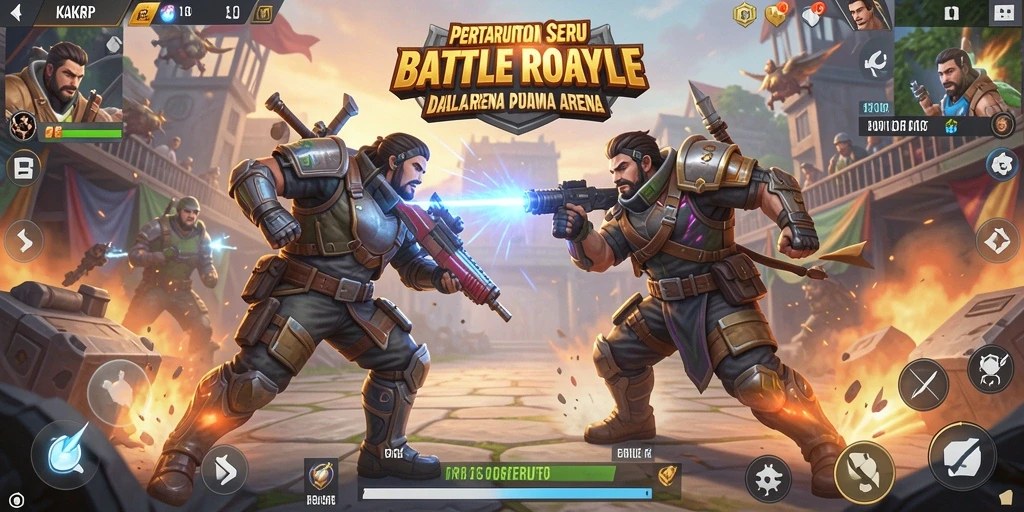 Tampilan seru dari gameplay KAKRP di arena Battle Royale.