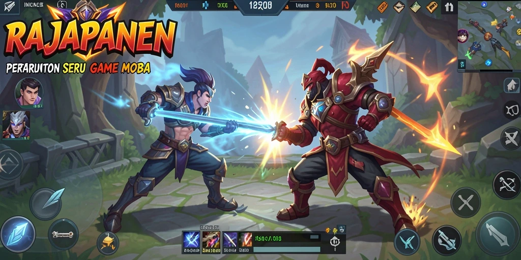 Tangkapan layar menampilkan aksi seru dalam gameplay MOBA RAJAPANEN.
