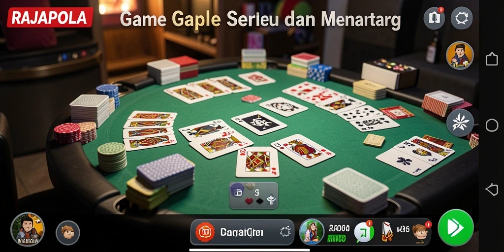 Screenshot gameplay RAJAPOLA menampilkan serunya bermain Gaple online.