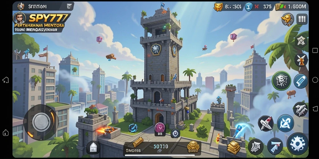 Tampilan menara yang siap bertempur dalam game Tower Defense.